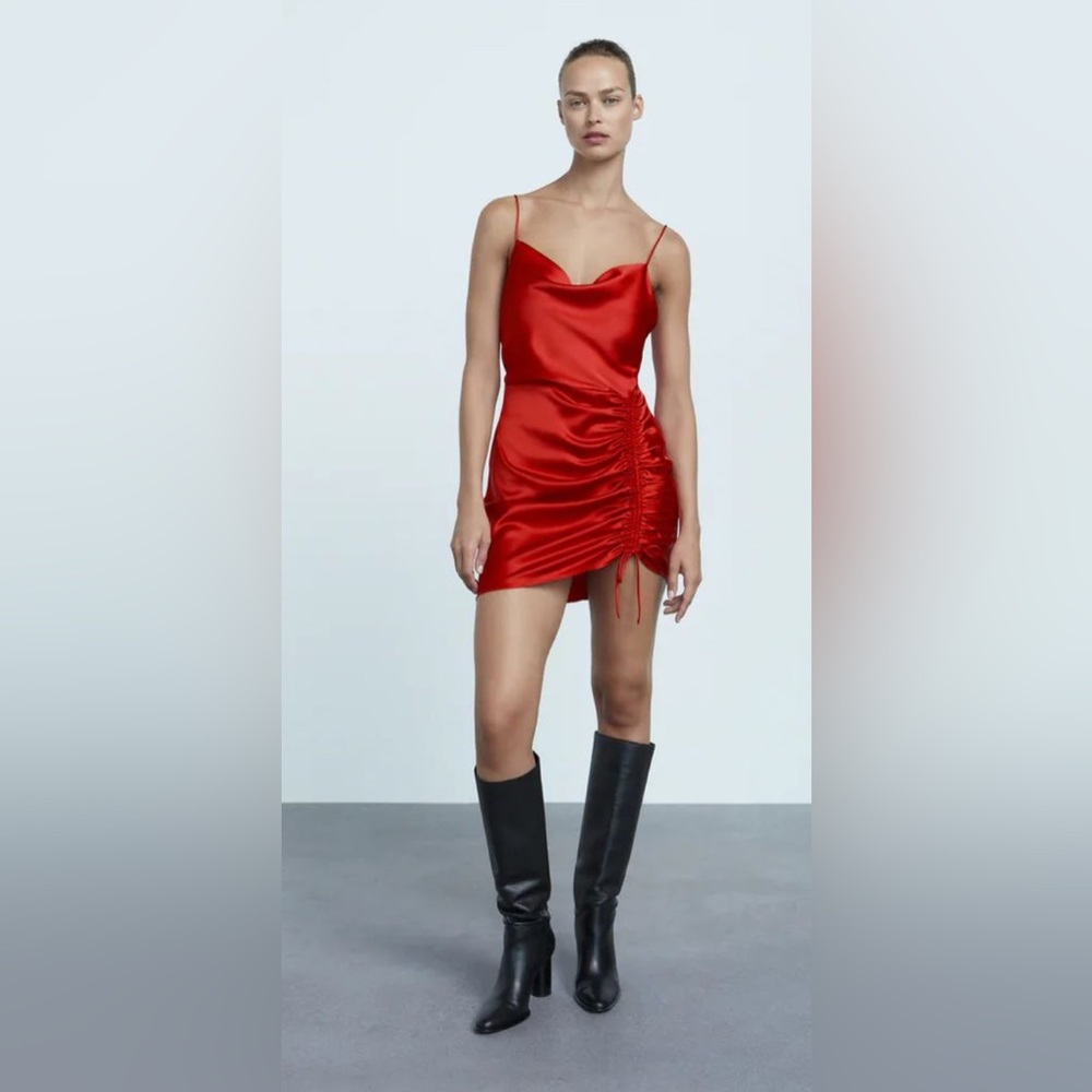 Zara Red Satin Mini Dress